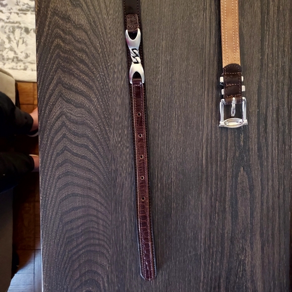 Streets Ahead Women's Brown Leather Belt, Silver Accents, Made In USA - Picture 6 of 8